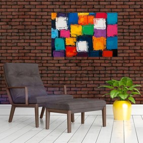 Kép - Színes négyzetek festménye (90x60 cm)
