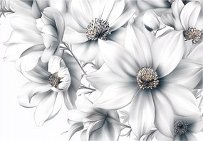 Fotótapéta Virágok Fehér 3D Hálószoba Nappali Tapéta Flizelina 150x105