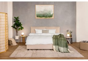 Bézs kárpitozott ágyneműtartós franciaágy ágyráccsal 160x200 cm Myra Pillow – Bonami Selection