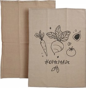 Pamut Konyhai Törlőkendő Nyomott Mintával Törölköző Barna 2 db 70 x 45