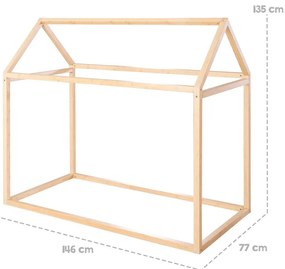 Natúr színű bambusz házikó alakú gyerekágy matraccal-ágyrács nélkül 70x140 cm House Bed – Roba