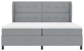 Boxspringágy Mattal - Világosszürke, 200x200 cm, Szövet