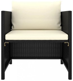 vidaXL 8 részes fekete polyrattan kerti bútorszett párnákkal