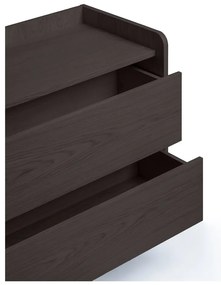 Fekete magas komód tölgyfa dekorral 80x82 cm Wrap – Bonami Selection