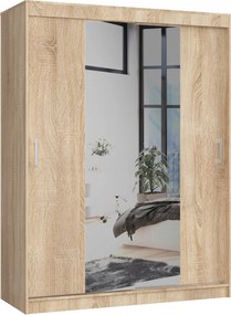 Tolóajtós szekrény Mono 150cm sonoma tölgy Akd tükörrel