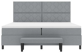 Box Spring Ágy Matraccal és PadVilágosszürke 200x200 cm Szövet