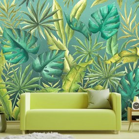 Gario Fotótapéta Zöld monstera sötétzöld alapon Anyag: Vlies, Méret: 100 x 70 cm