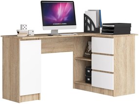 Sarok íróasztal - Akord Furniture - 155 cm - sonoma tölgy / fehér