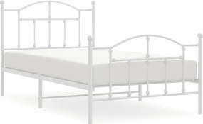 vidaXL fehér fém ágykeret fej- és lábtámlával 100 x 190 cm