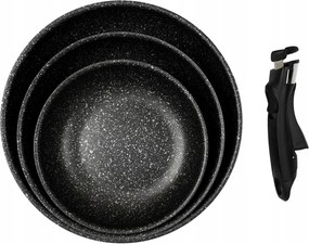 Cmp KC25291 3 darabos tapadásmentes serpenyőkészlet levehető fogantyúval, 21/25/29 cm