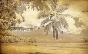 Fotótapéta Pálmafák Tengerpart Vintage Bézs vinil 368x254 +ragasztó