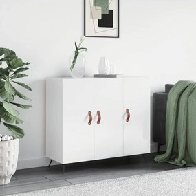 Magasfényű fehér szerelt fa tálalószekrény 90 x 34 x 80 cm