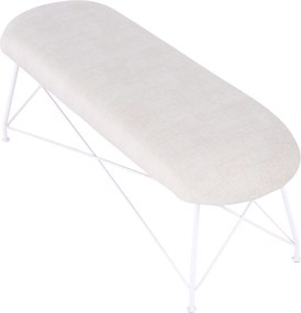 Dizájnos lóca, bézs szövet/fehér fém, RIVOLA