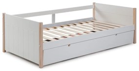 Fehér-natúr színű borovi fenyő gyerekágy kihúzható pótággyal 90x190 cm Kiara – Marckeric