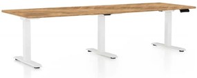 OfficeTech Long állítható magasságú asztal, 240 x 80 cm, fehér alap, arany tölgy