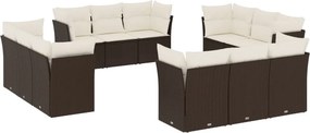 vidaXL 12 részes barna polyrattan kerti ülőgarnitúra párnákkal