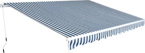 vidaXL kézi működtetésű összecsukható napellenző, kék-fehér, 450 cm