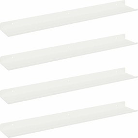 vidaXL Lebegő polc Falra szerelhető 4 pcs Fehér 60 x 9 x 2,5 cm Acél