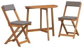 vidaXL Bisztró készlet párnával 3 pcs Olaj Természetes Tömör Akácfa