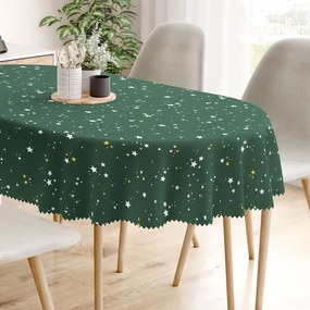 Goldea karácsonyi ovális teflonos terítő - csillagok zöld alapon 140 x 240 cm
