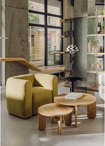 Natúr színű kerek dohányzóasztal tölgyfa dekoros asztallappal ø 55 cm Kuvu – noo.ma