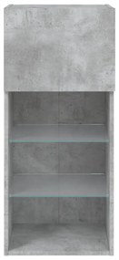 betonszürke TV-szekrény LED lámpákkal 40,5x30x90 cm