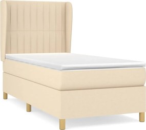 vidaXL krémszínű szövet rugós ágy matraccal 90 x 200 cm