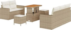 vidaXL Kerti Kanapé Szett párnával 8 pcs Beige és krém polirattan