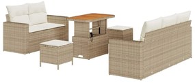 vidaXL Kerti Kanapé Szett párnával 8 pcs Beige és krém polirattan