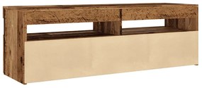 antik fa színű szerelt fa TV-szekrény LED-ekkel 120x35x40 cm
