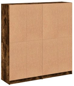 füstös tölgy szerelt fa könyvespolc ajtókkal 136x37x142 cm