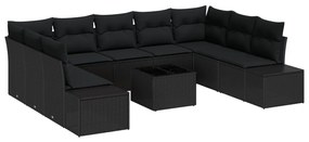 Kerti Kanapé Szett 10 pcs Fekete 289 x 209 x 85 cm Poli rattan