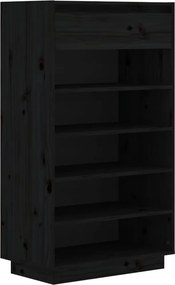 vidaXL fekete tömör fenyőfa cipősszekrény 60 x 34 x 105 cm