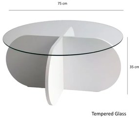 Kávésasztal BUBBLE 35x75 cm fehér/átlátszó