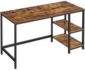 Számítógépesasztal 140x60 cm, Irodai asztal 2 polccal jobb vagy bal oldal, barna- fekete