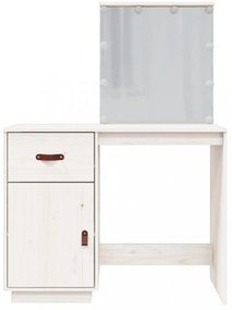 fehér tömör fenyőfa fésülködőasztal LED-del 95 x 50 x 133,5 cm