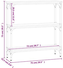füstös tölgy színű szerelt fa tálalóasztal 75x22,5x75 cm
