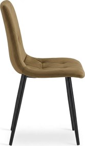 Barna bársony szék LIBRA OLIVE BROWN fekete lábakkal