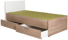 Egyszemélyes ágy 90 cm Vobima 2 (szonoma tölgy + fehér) (ágyráccsal) (tárolóhellyel). 1094834
