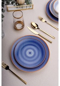 24 darabos étkészlet, kék/narancssárga, porcelán