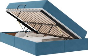 vidaXL Ágy tárolóval és matraccal Sötét kék 120 x 200 cm Bársony