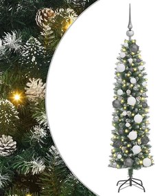 vidaXL Mű Karcsú Karácsonyi Fa 150 LED-del Zöld és Fehér 120 cm