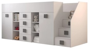 Kombinált gyerekágy 90 cm Toreno 3 (fehér + fényes fehér + szürke fényes foganytúk) (J). 1083338
