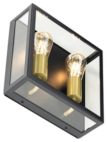 Kültéri fali lámpa fekete és réz 2 lámpás - Rotterdam