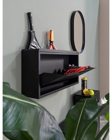 Fekete fém billenő ajtós függő cipőtartó Sportiva – Spinder Design