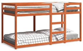 viaszbarna tömör fenyőfa emeletes ágy 75 x 190 cm
