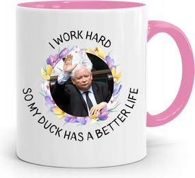 Rózsaszín Vicces Bögre Jaroslaw Kaczynski fényképes nyomattal