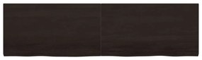 sötétbarna kezelt tömör tölgyfa fali polc 220 x 60 x (2-4) cm