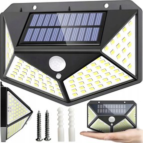 Napelemes Halogén Lámpa 100 Led Fali Mozgás- És Szürkületérzékelő