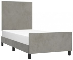 világosszürke bársony ágykeret matrac nélkül 90x200 cm